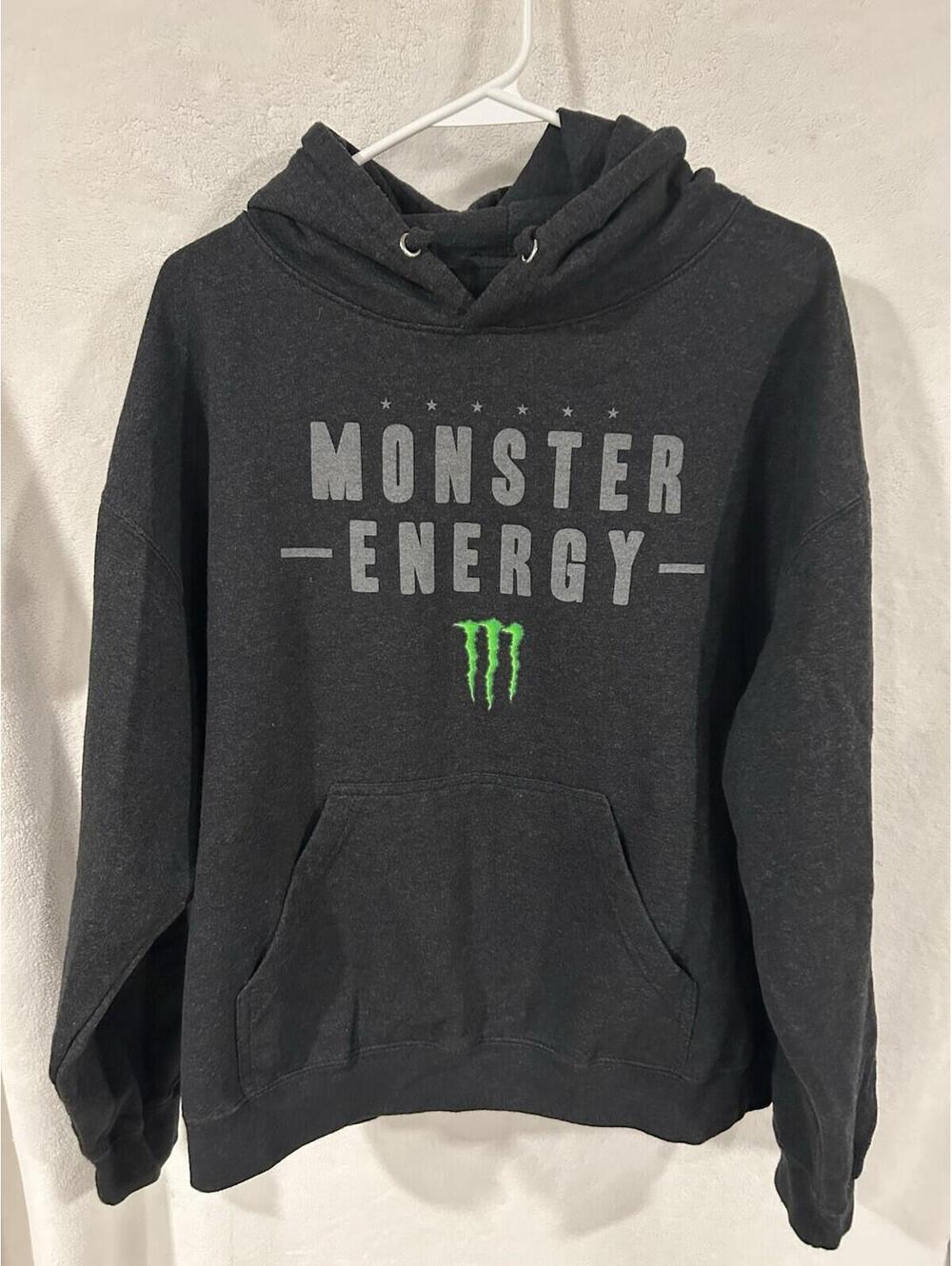 Monster Energy GRAY HOODIE MENS SIZE XLARGE PRE OWNED Y2K